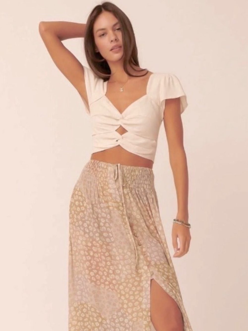 Linen Double Twist Crop Top